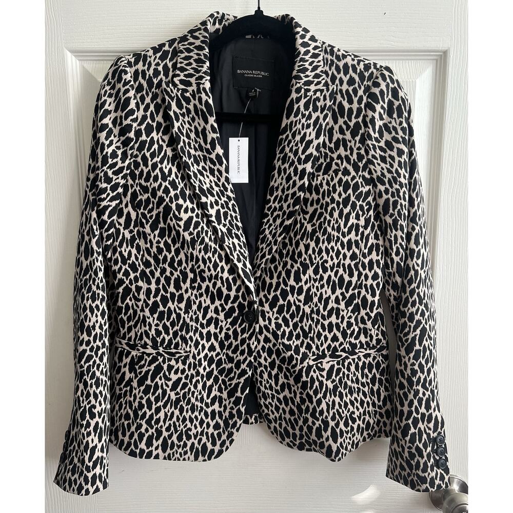 BANANA REPUBLIC Leopard Classic Stretch Twill Blazer Jacket - Picture 1 of 15